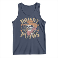 Funny Howdy Putos Tank Top Western Country Smoking Skull Cowboy