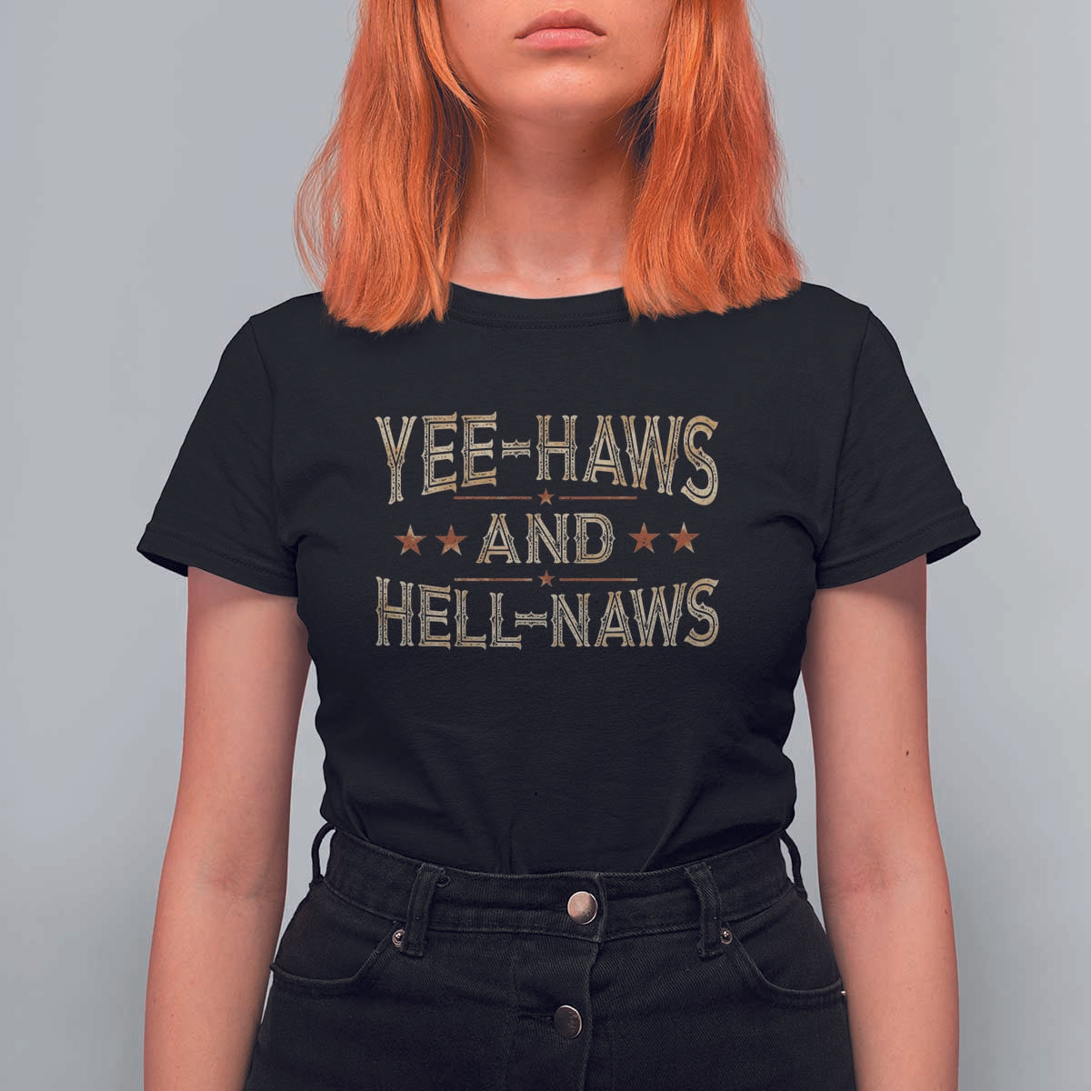 Funny Yee Haws And Hell Naws T Shirt For Women Western Country Cowboy Star