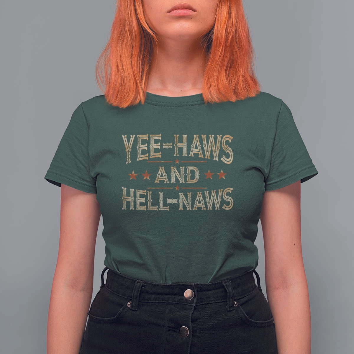 Funny Yee Haws And Hell Naws T Shirt For Women Western Country Cowboy Star