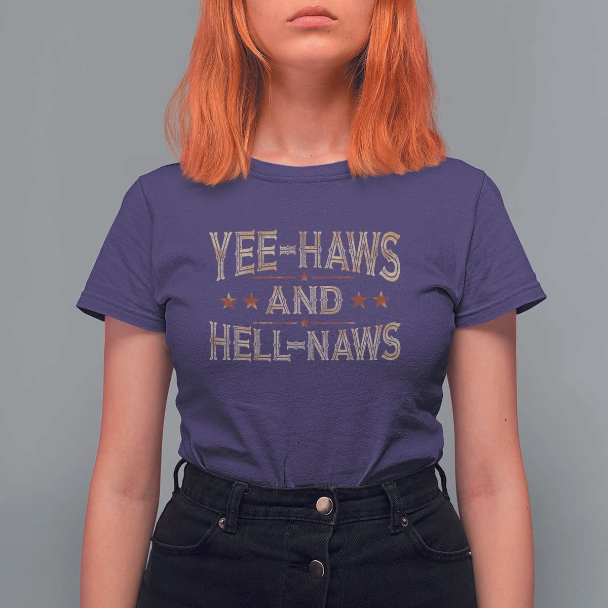 Funny Yee Haws And Hell Naws T Shirt For Women Western Country Cowboy Star