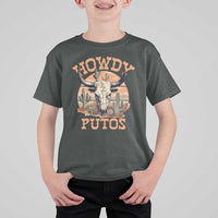 Funny Howdy Putos T Shirt For Kid Bull Skull Country Cowboy Western