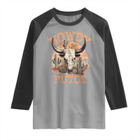 Funny Howdy Putos Raglan Shirt Bull Skull Country Cowboy Western