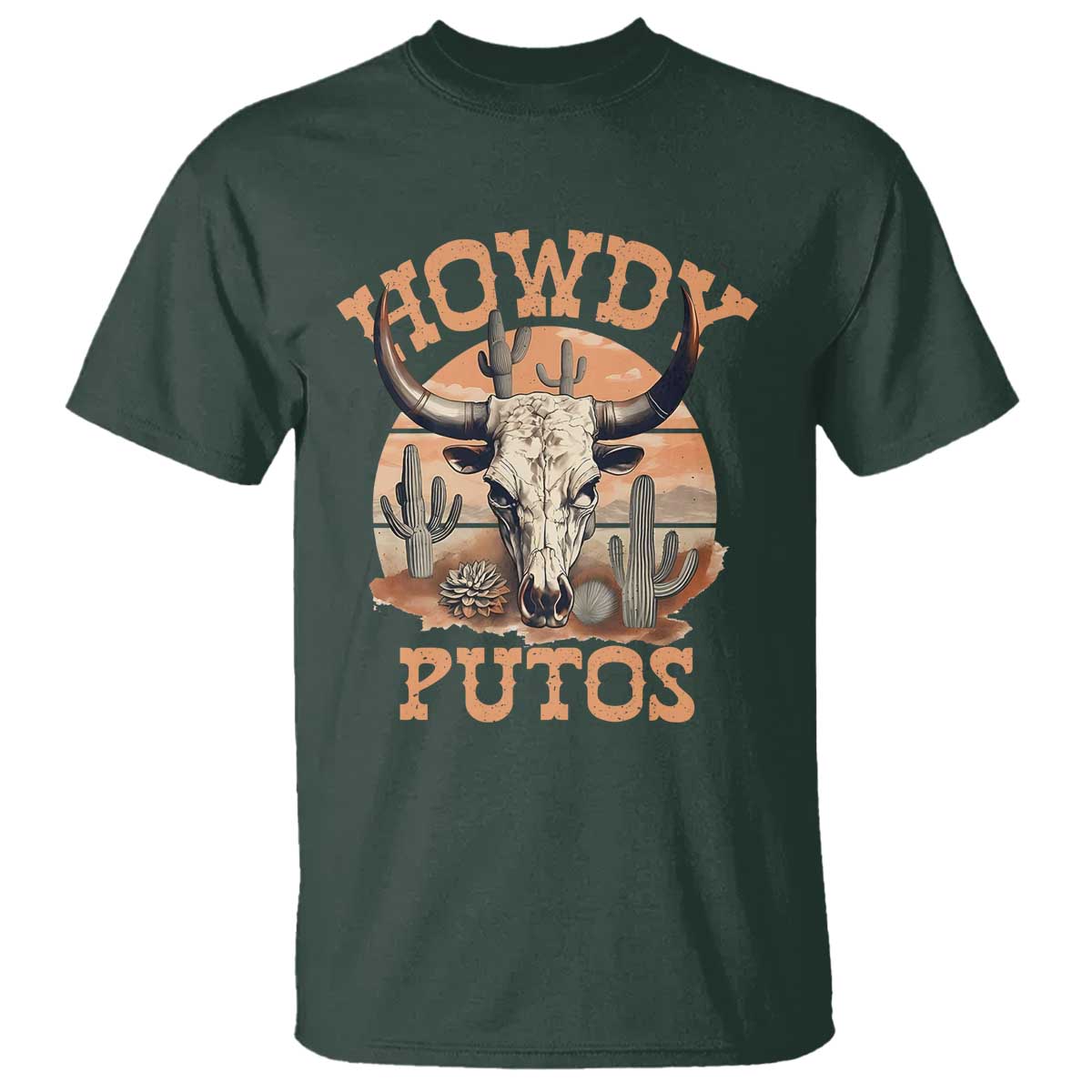 Funny Howdy Putos T Shirt Bull Skull Country Cowboy Western