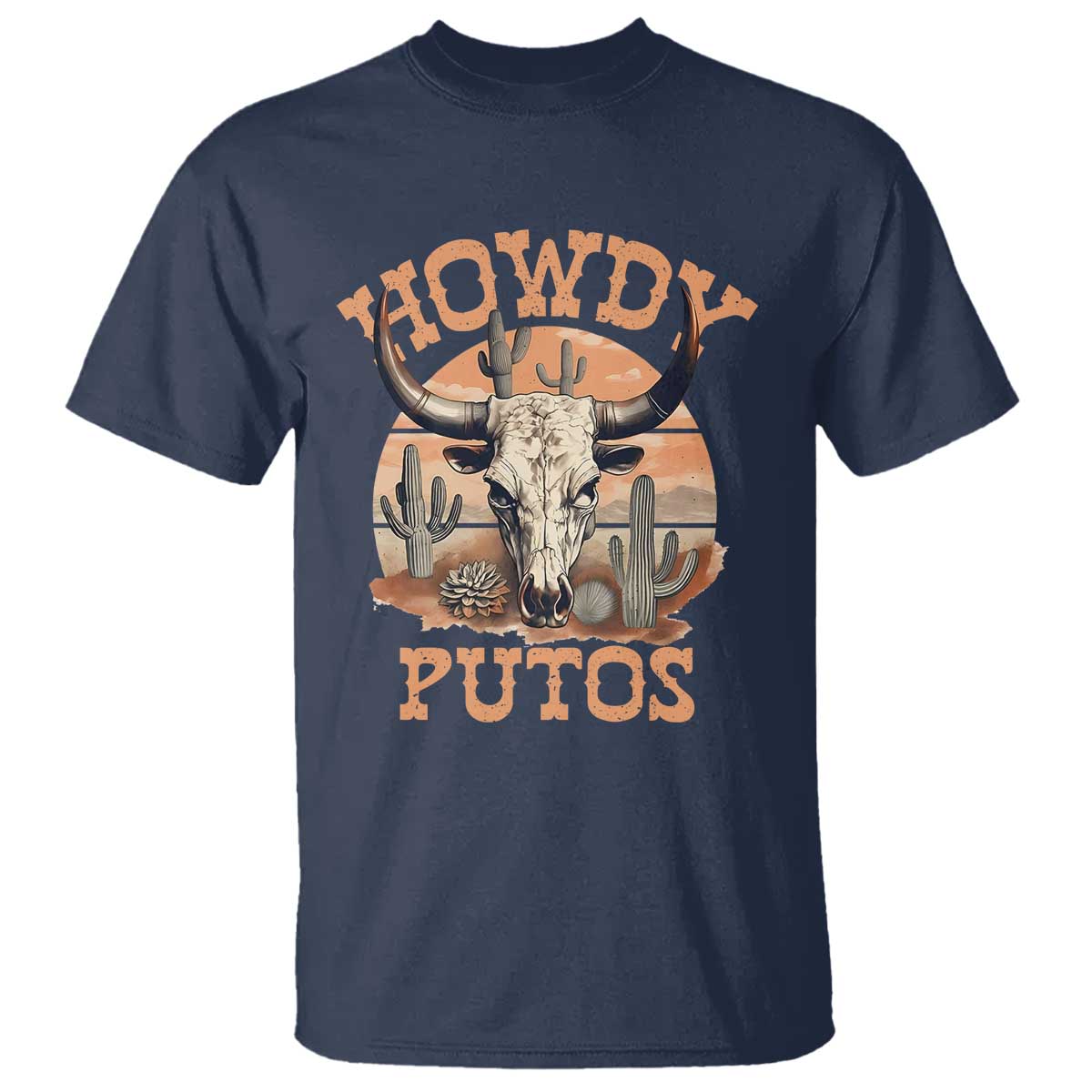 Funny Howdy Putos T Shirt Bull Skull Country Cowboy Western