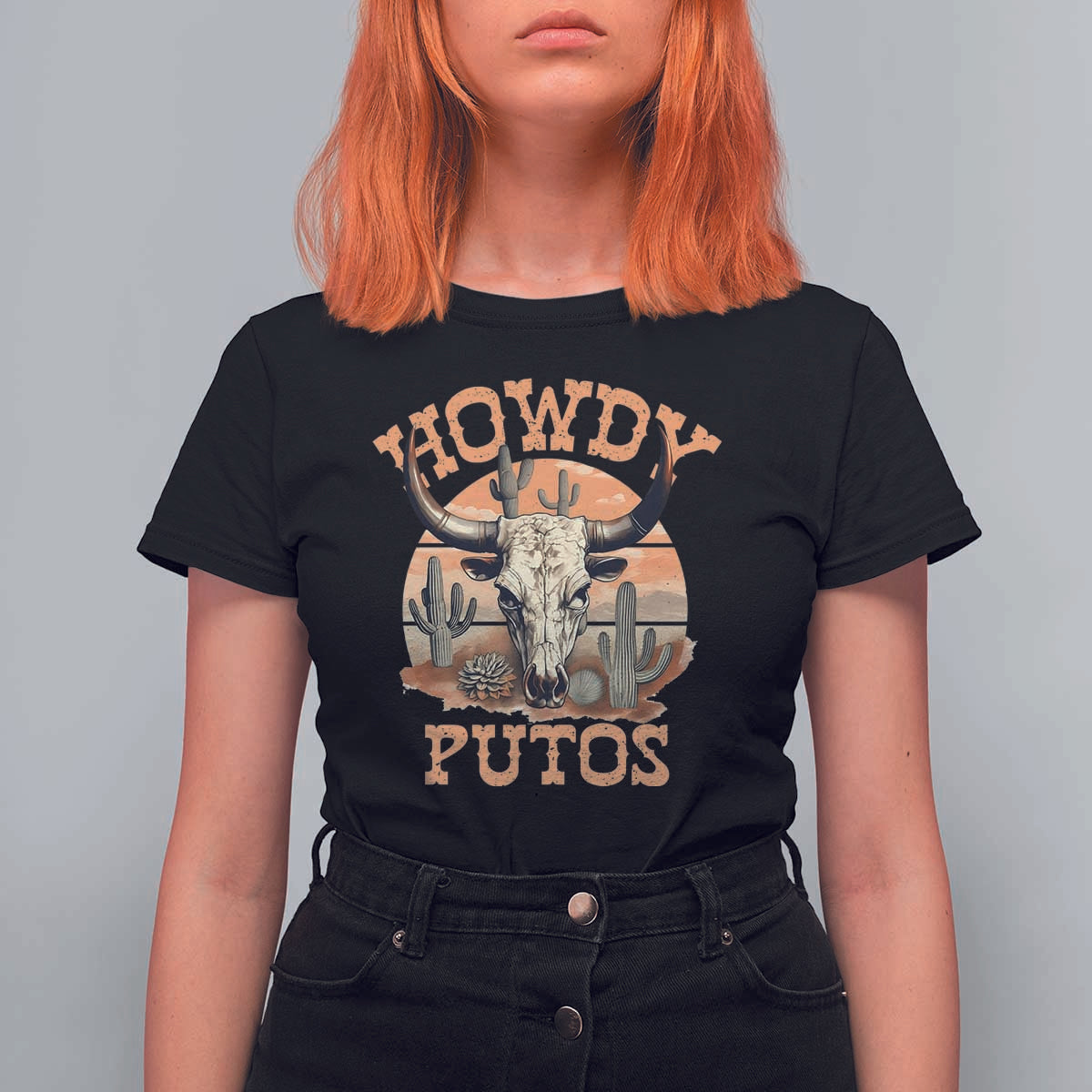 Funny Howdy Putos T Shirt For Women Bull Skull Country Cowboy Western