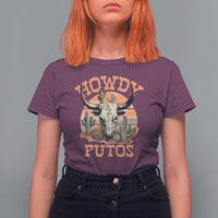Funny Howdy Putos T Shirt For Women Bull Skull Country Cowboy Western