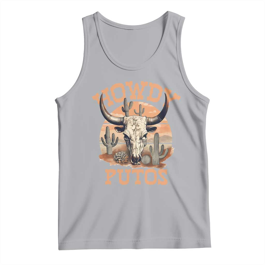 Funny Howdy Putos Tank Top Bull Skull Country Cowboy Western
