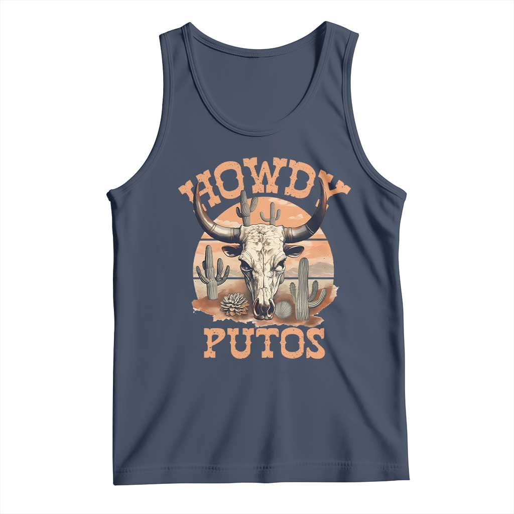 Funny Howdy Putos Tank Top Bull Skull Country Cowboy Western