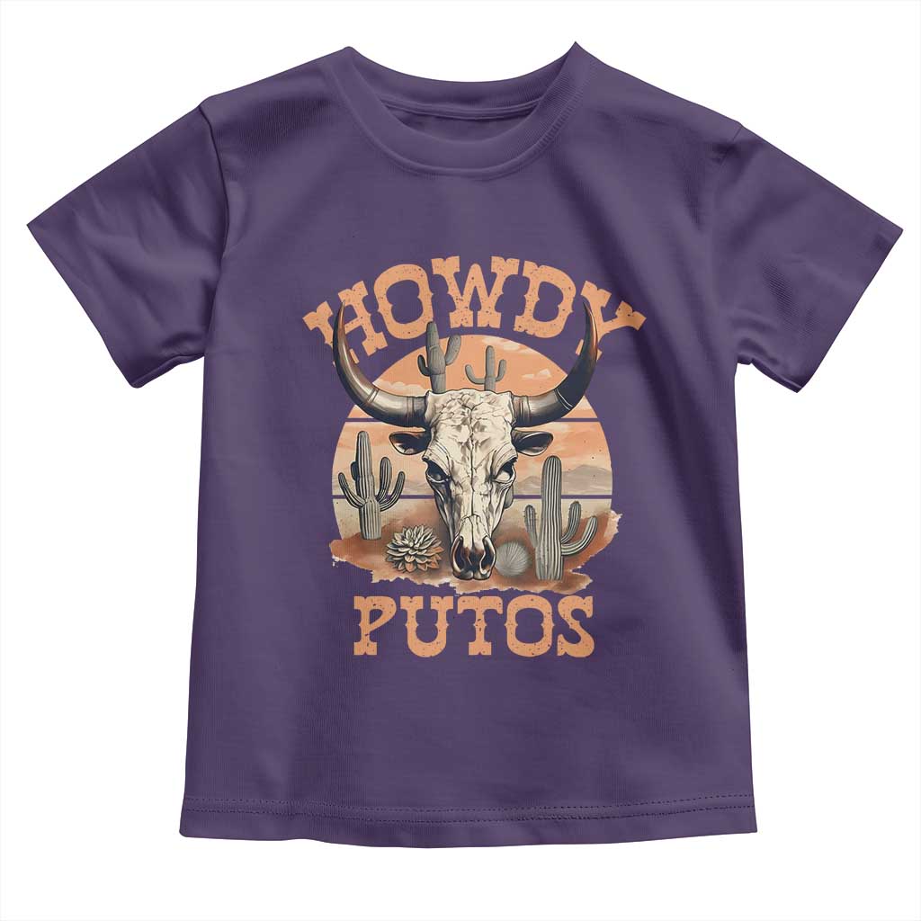 Funny Howdy Putos Toddler T Shirt Bull Skull Country Cowboy Western