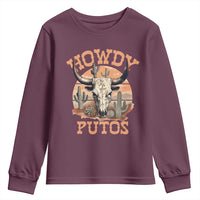 Funny Howdy Putos Youth Sweatshirt Bull Skull Country Cowboy Western