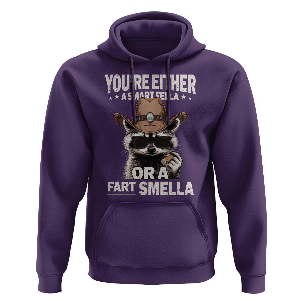 Funny You're Either A Smart Fella Or A Fart Smella Hoodie Cowboy Racoon