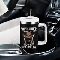 Funny You're Either A Smart Fella Or A Fart Smella Tumbler With Handle Cowboy Racoon