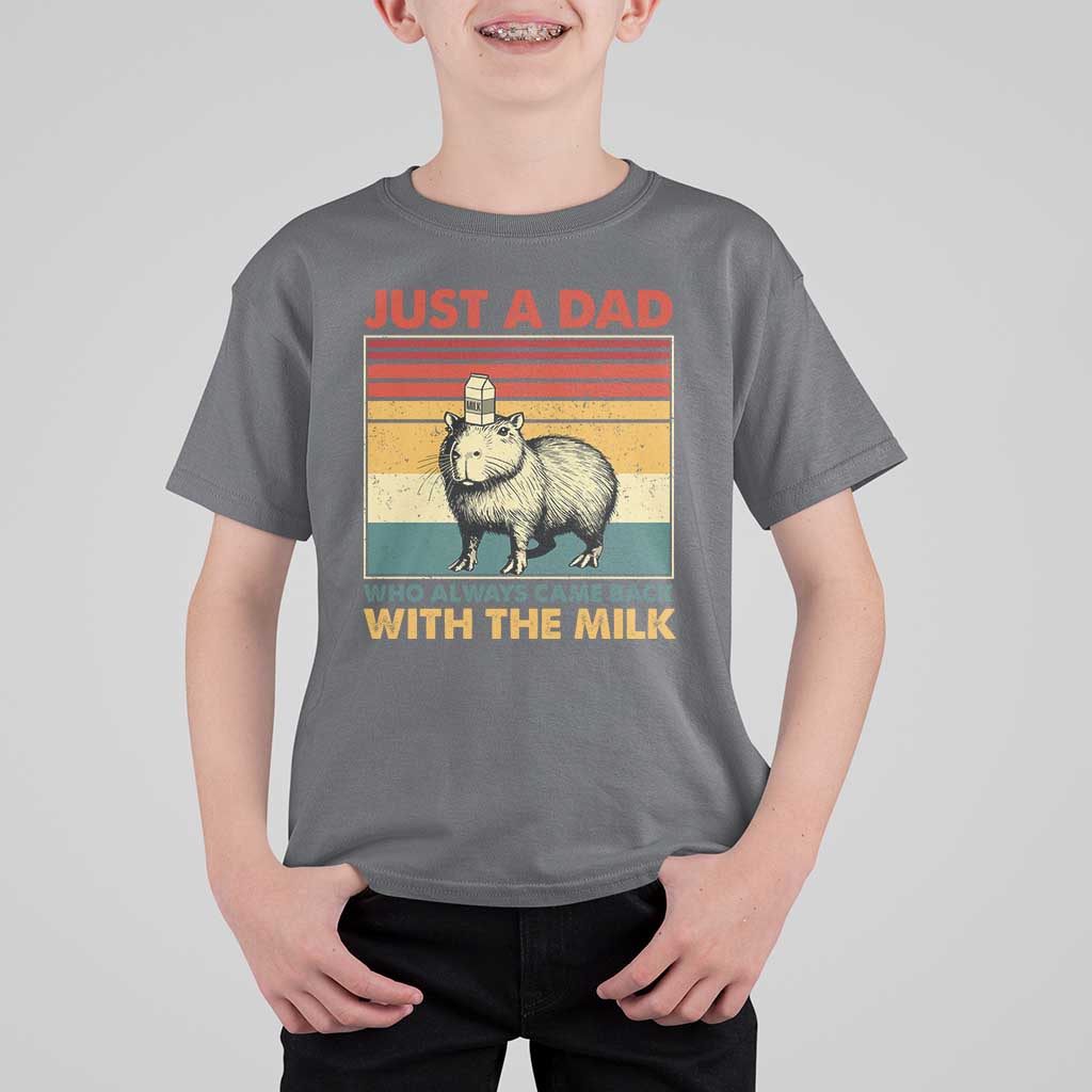 Funny Just A Dad Who Always Came Back With The Milk T Shirt For Kid Capybara Father's Day