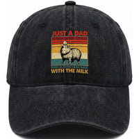 Funny Just A Dad Who Always Came Back With The Milk Washed Cotton Baseball Cap Capybara Father's Day