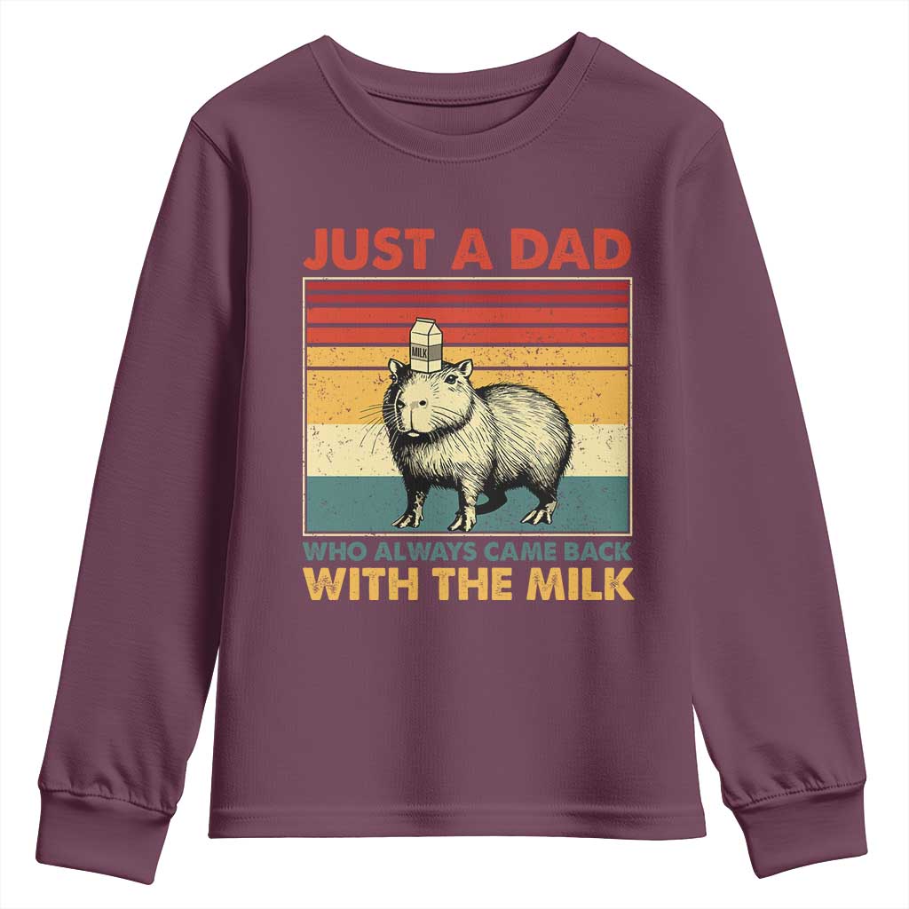 Funny Just A Dad Who Always Came Back With The Milk Youth Sweatshirt Capybara Father's Day