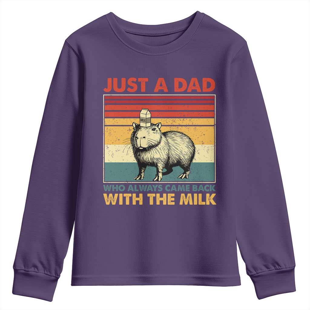 Funny Just A Dad Who Always Came Back With The Milk Youth Sweatshirt Capybara Father's Day