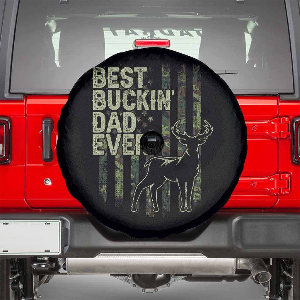 Funny Best Buckin Dad Ever Spare Tire Cover Deer Hunting Camo American Flag