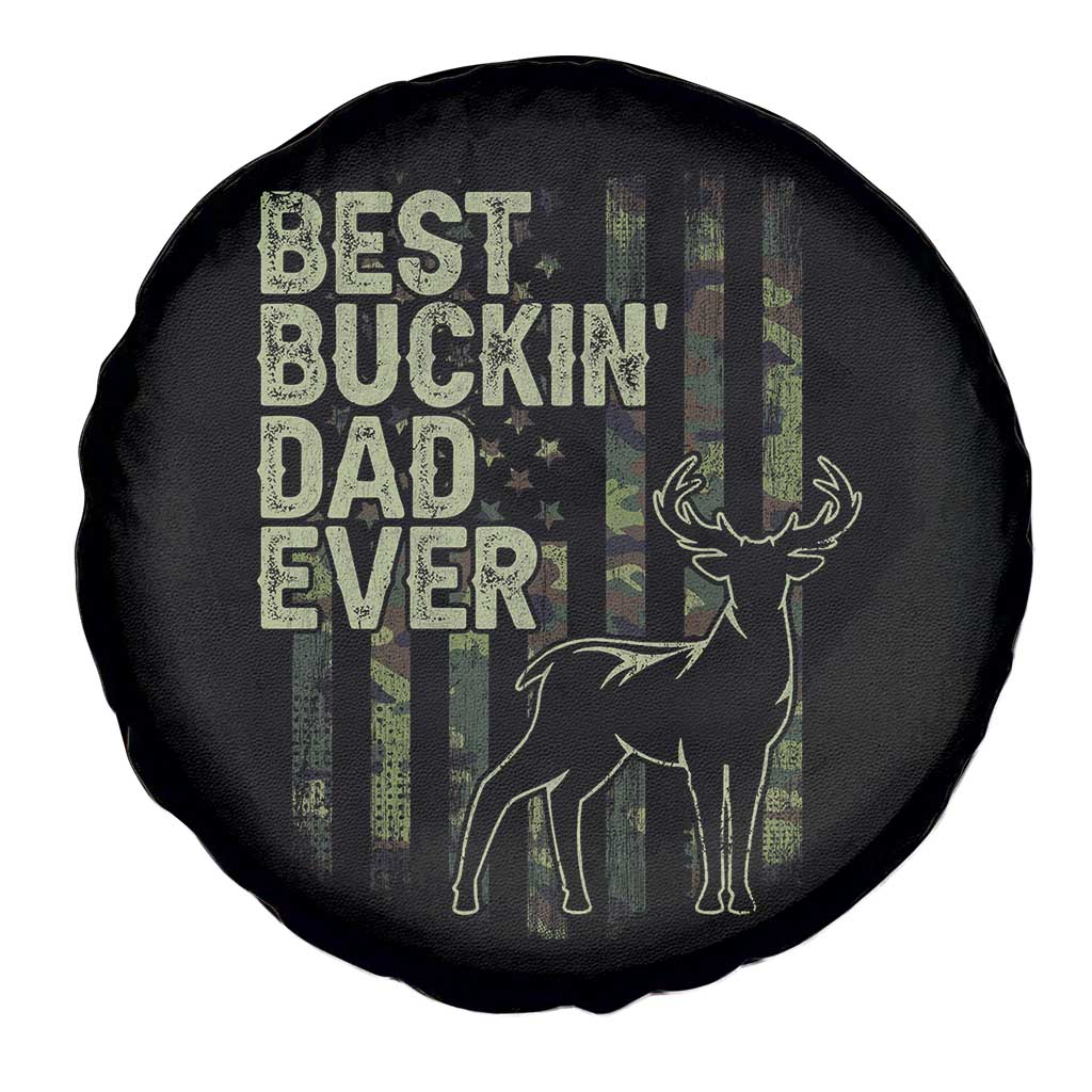 Funny Best Buckin Dad Ever Spare Tire Cover Deer Hunting Camo American Flag