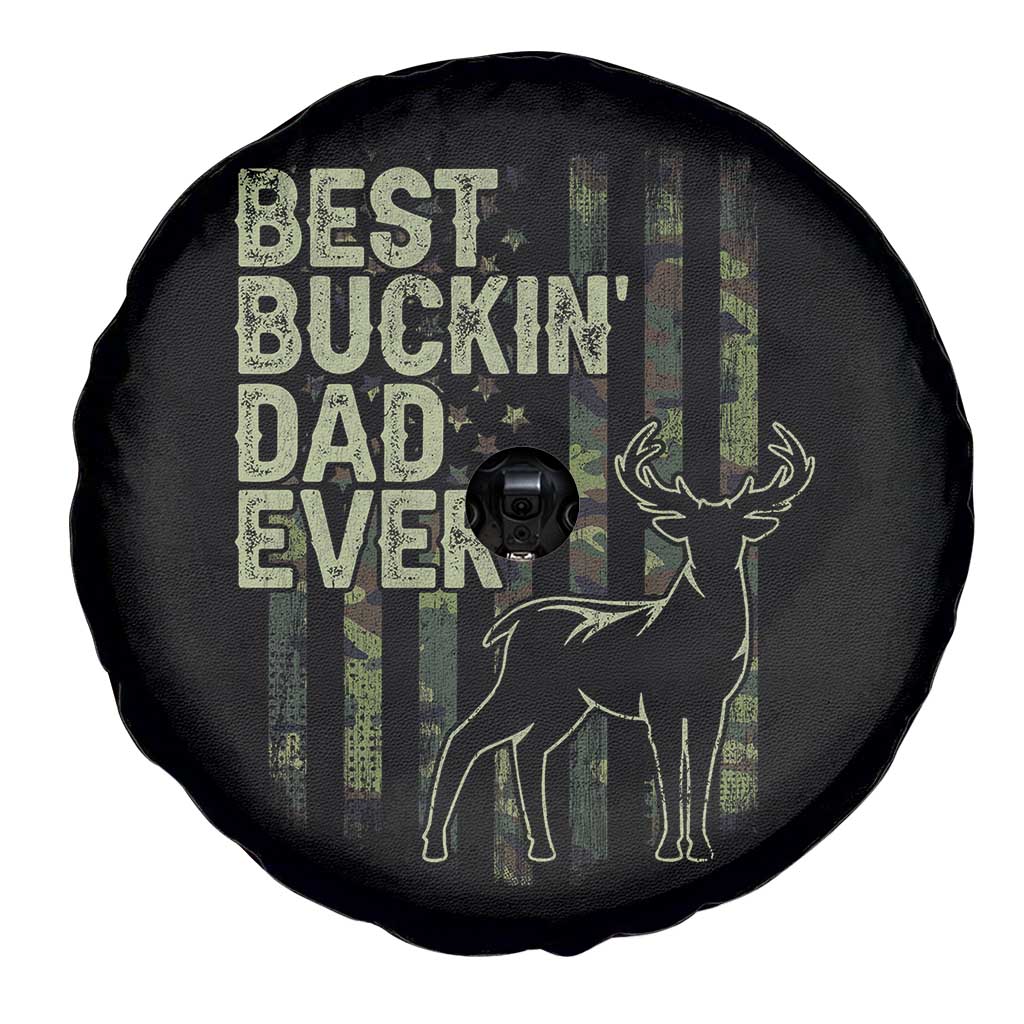 Funny Best Buckin Dad Ever Spare Tire Cover Deer Hunting Camo American Flag