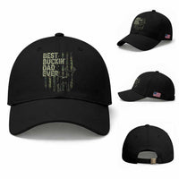Funny Best Buckin Dad Ever Baseball Cap Deer Hunting Camo American Flag