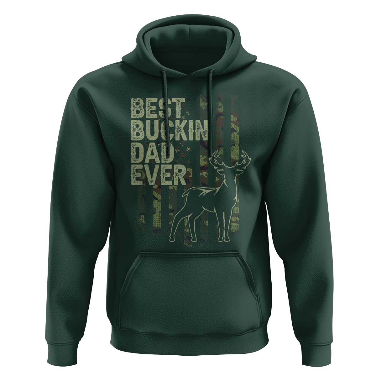 Funny Best Buckin Dad Ever Hoodie Deer Hunting Camo American Flag