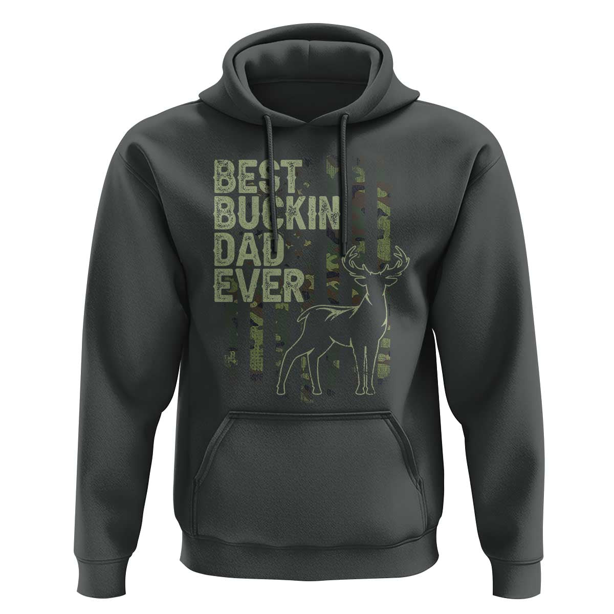 Funny Best Buckin Dad Ever Hoodie Deer Hunting Camo American Flag