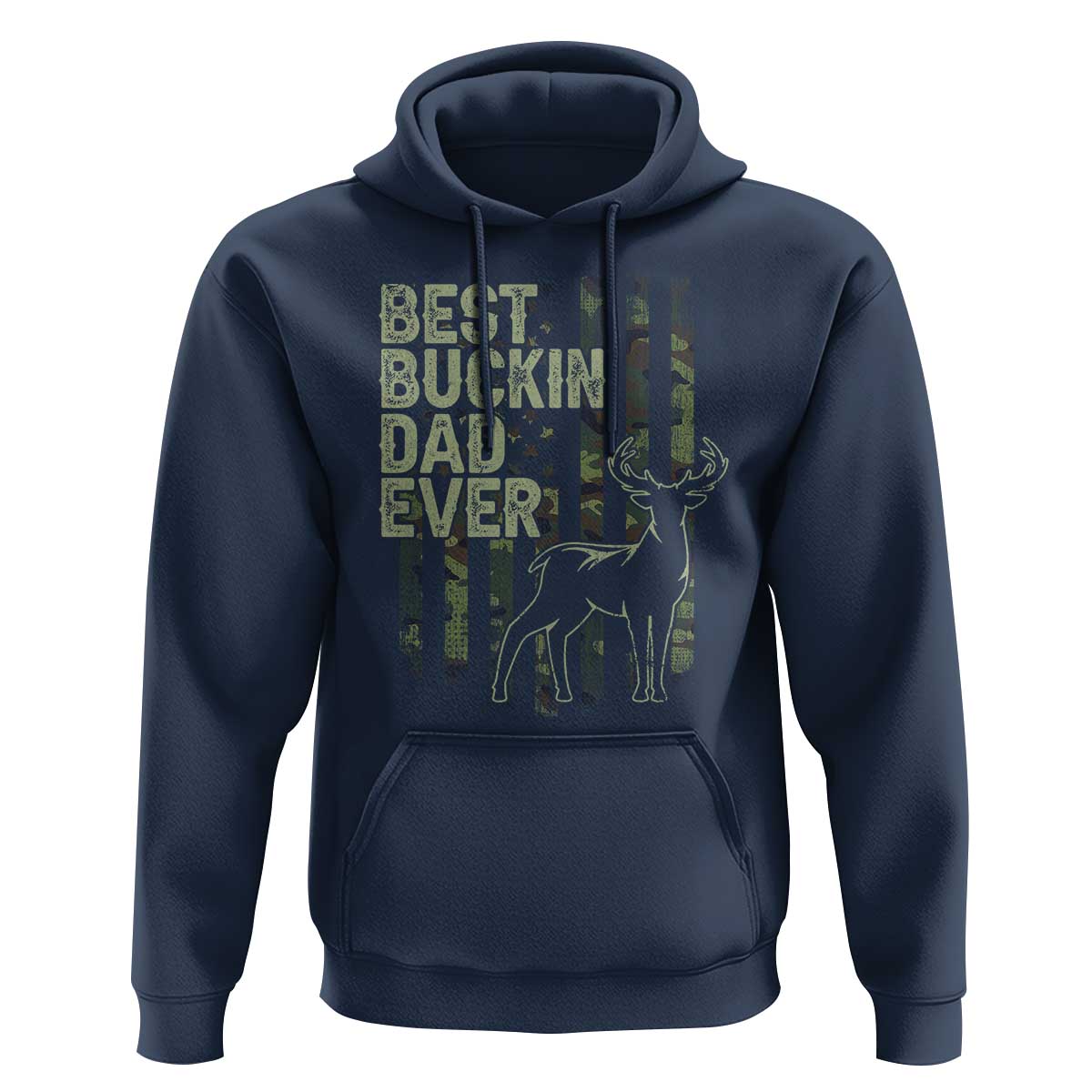 Funny Best Buckin Dad Ever Hoodie Deer Hunting Camo American Flag