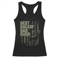 Funny Best Buckin Dad Ever Racerback Tank Top Deer Hunting Camo American Flag