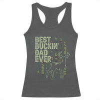 Funny Best Buckin Dad Ever Racerback Tank Top Deer Hunting Camo American Flag
