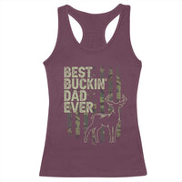 Funny Best Buckin Dad Ever Racerback Tank Top Deer Hunting Camo American Flag