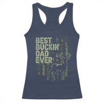 Funny Best Buckin Dad Ever Racerback Tank Top Deer Hunting Camo American Flag