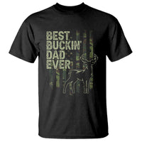 Funny Best Buckin Dad Ever T Shirt Deer Hunting Camo American Flag