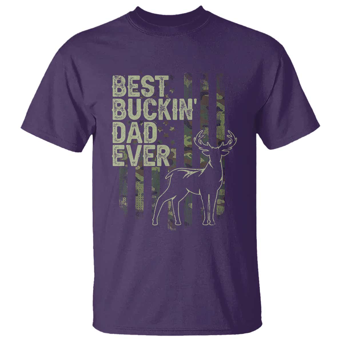 Funny Best Buckin Dad Ever T Shirt Deer Hunting Camo American Flag