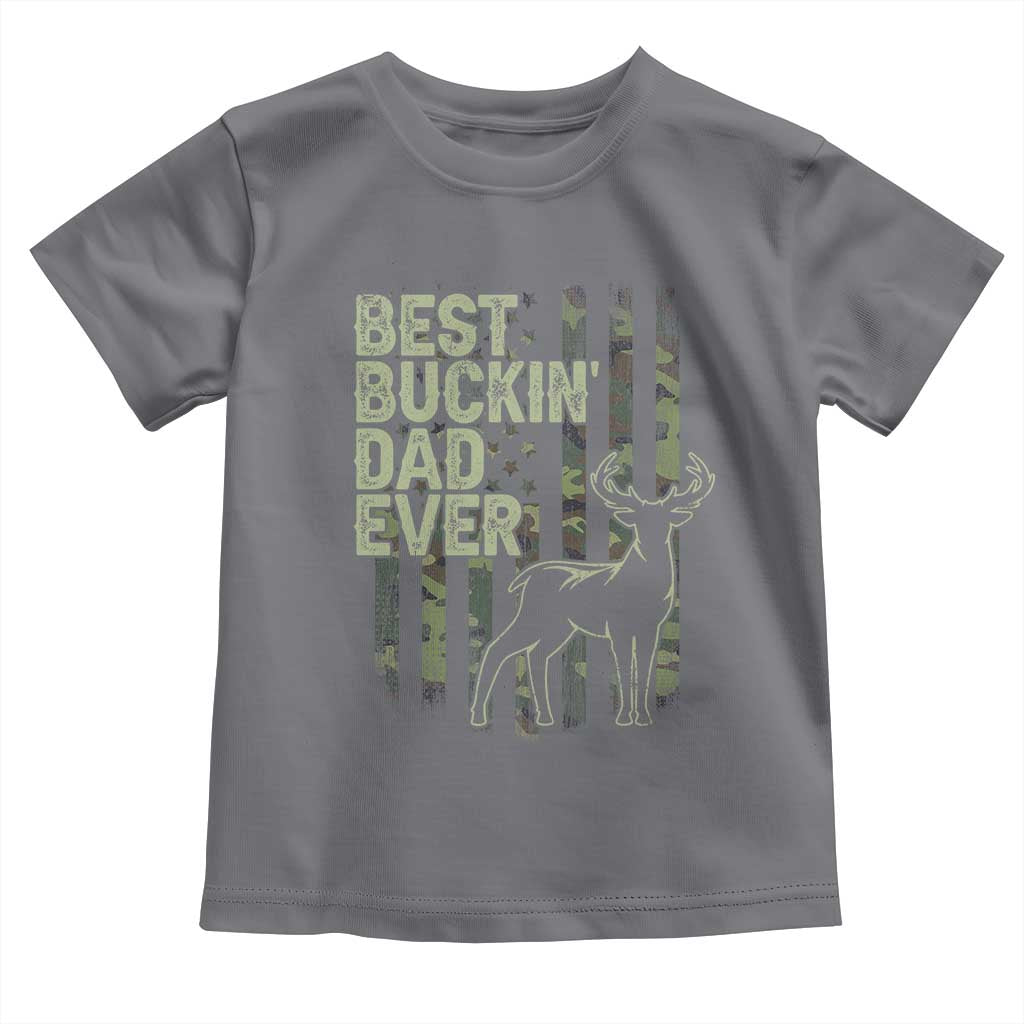 Funny Best Buckin Dad Ever Toddler T Shirt Deer Hunting Camo American Flag
