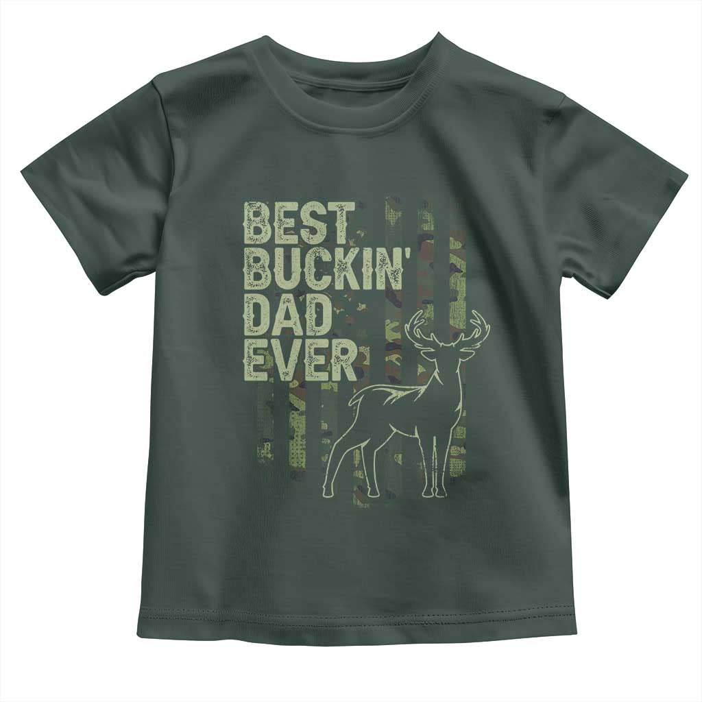 Funny Best Buckin Dad Ever Toddler T Shirt Deer Hunting Camo American Flag