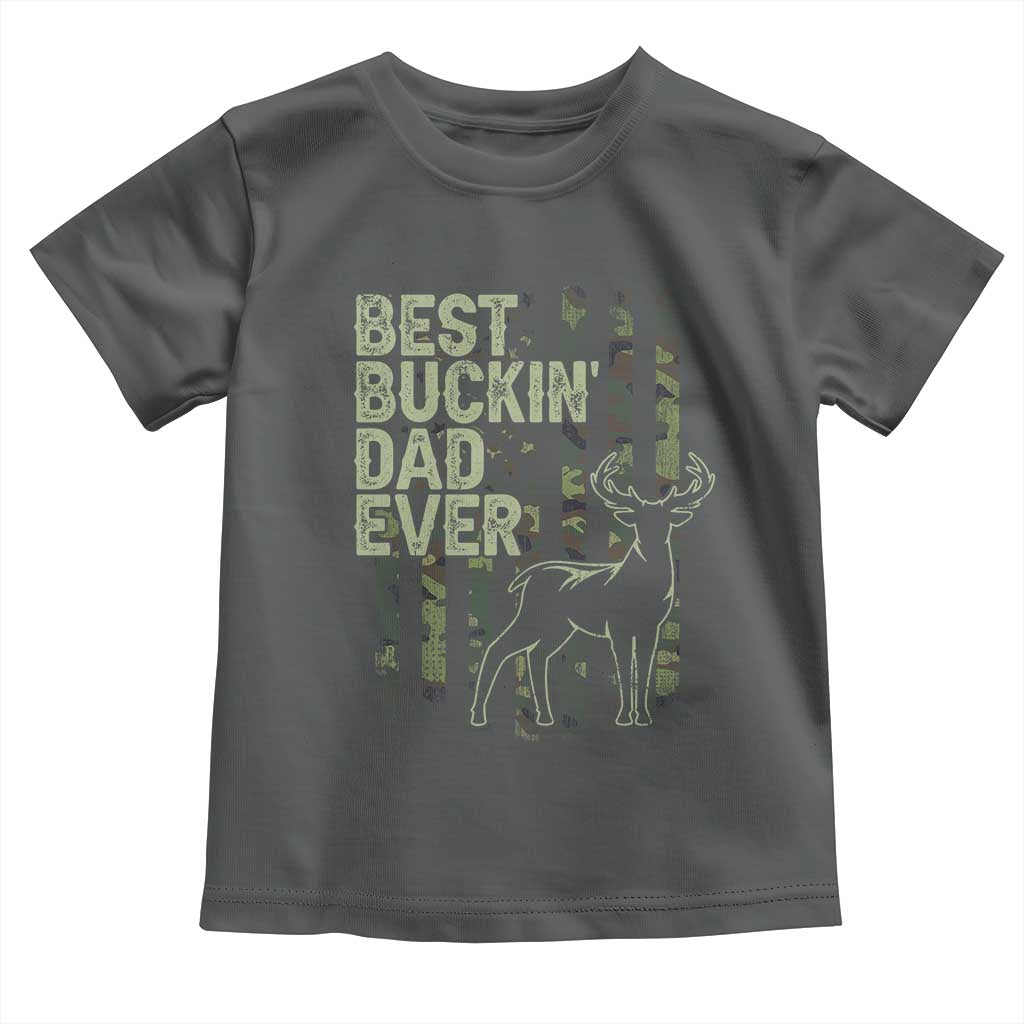 Funny Best Buckin Dad Ever Toddler T Shirt Deer Hunting Camo American Flag