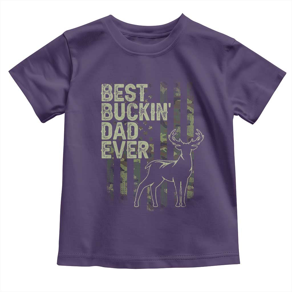 Funny Best Buckin Dad Ever Toddler T Shirt Deer Hunting Camo American Flag