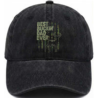 Funny Best Buckin Dad Ever Washed Cotton Baseball Cap Deer Hunting Camo American Flag