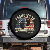 Funny Promoted To Grandfather 2025 Spare Tire Cover Newborn Vintage American Flag