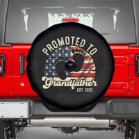 Funny Promoted To Grandfather 2025 Spare Tire Cover Newborn Vintage American Flag