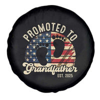 Funny Promoted To Grandfather 2025 Spare Tire Cover Newborn Vintage American Flag