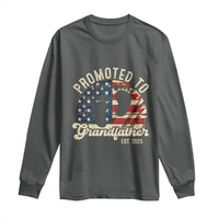 Funny Promoted To Grandfather 2025 Long Sleeve Shirt Newborn Vintage American Flag