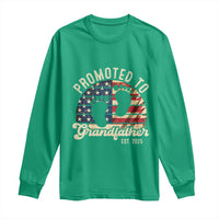 Funny Promoted To Grandfather 2025 Long Sleeve Shirt Newborn Vintage American Flag