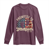Funny Promoted To Grandfather 2025 Long Sleeve Shirt Newborn Vintage American Flag