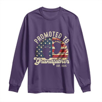 Funny Promoted To Grandfather 2025 Long Sleeve Shirt Newborn Vintage American Flag