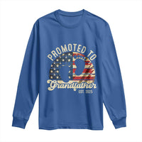 Funny Promoted To Grandfather 2025 Long Sleeve Shirt Newborn Vintage American Flag