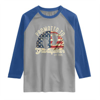 Funny Promoted To Grandfather 2025 Raglan Shirt Newborn Vintage American Flag