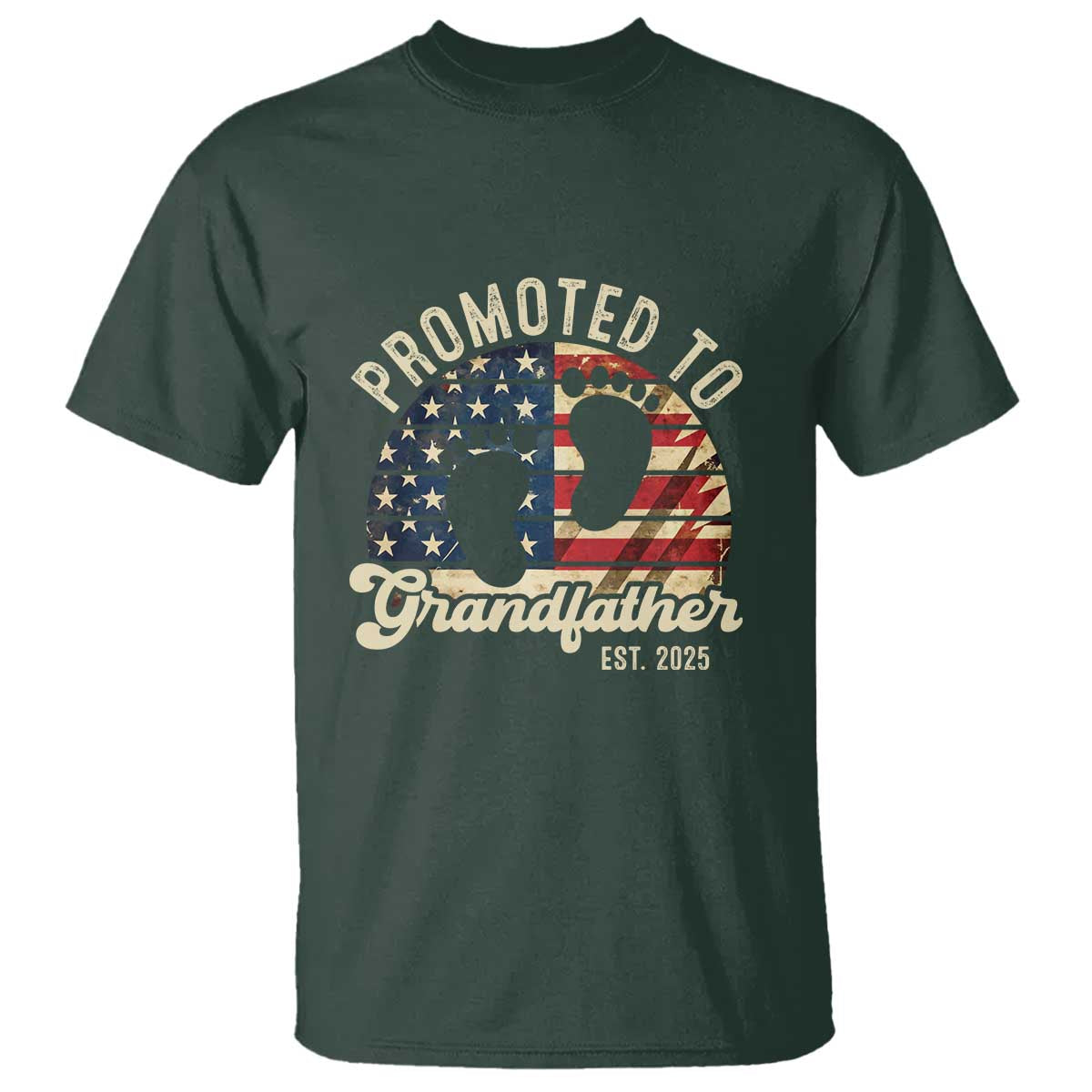 Funny Promoted To Grandfather 2025 T Shirt Newborn Vintage American Flag
