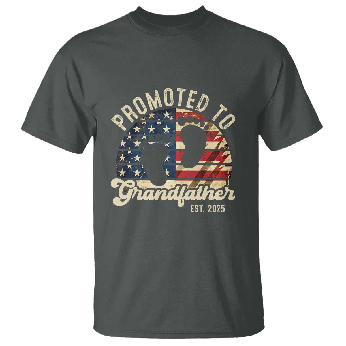 Funny Promoted To Grandfather 2025 T Shirt Newborn Vintage American Flag