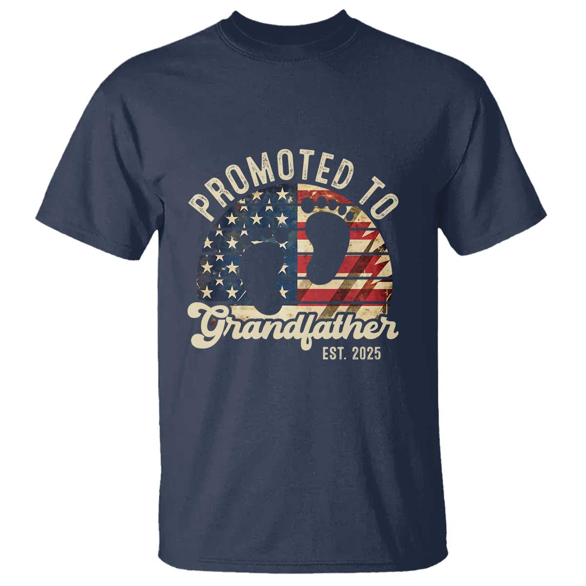 Funny Promoted To Grandfather 2025 T Shirt Newborn Vintage American Flag
